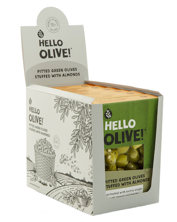 Display Box - Pitted Green Olives Stuffed with Almonds